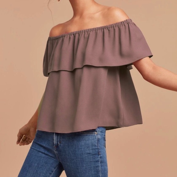 Aritzia Wilfred ruffle off-shoulder blouse - Picture 1 of 5